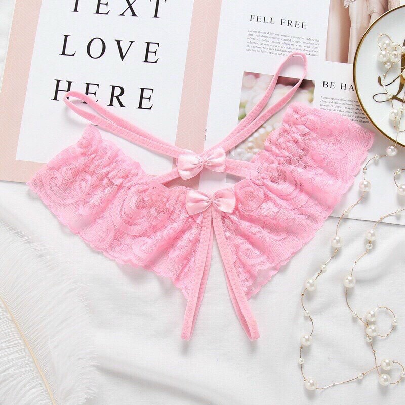 Che tên sp, Quần lót ren xẻ đáy đính nơ sexy quyến rũ 2710