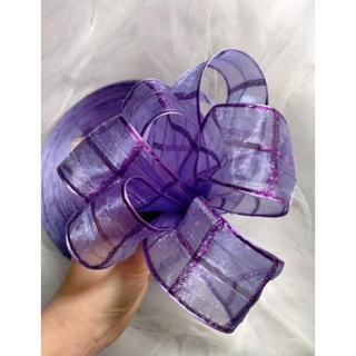 Ruy băng voan tơ viền kim tuyến khổ 4cm /1 mét
