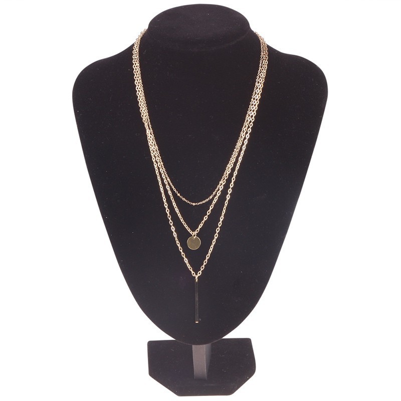 Dây chuyền hợp kim mạ vàng / bạc trang trí tua rua 3 lớp xinh xắn cho nữ