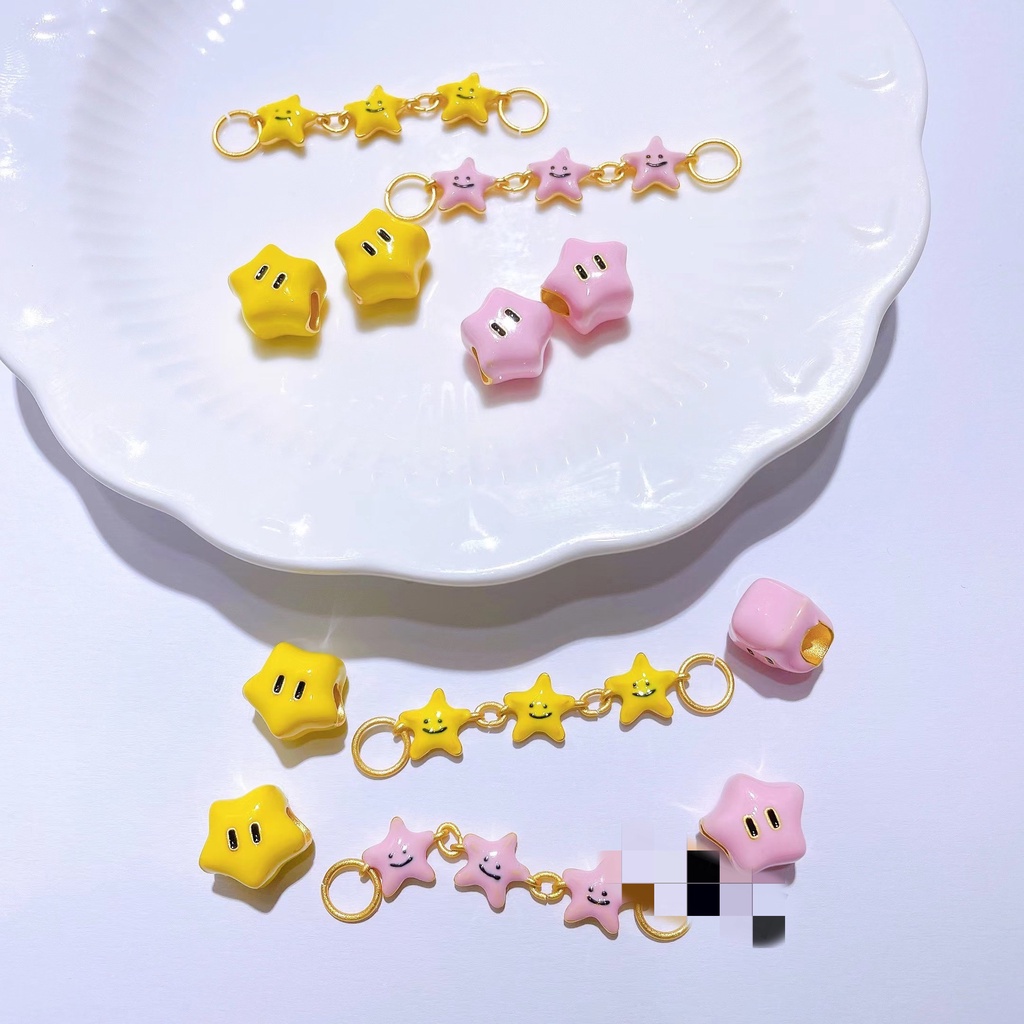 [Hàng Có Sẵn] Vòng Tay Dây Xích Mặt Ngôi Sao Năm Cánh Màu Hồng Vàng Nhỏ Giọt Dễ Phối Đồ diy