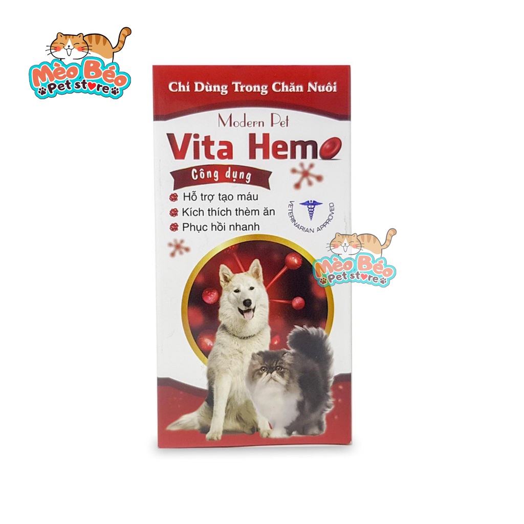Bổ máu cho chó mèo VITA-HEM hỗ trợ tạo máu kích thích thèm ăn - chai 100ml