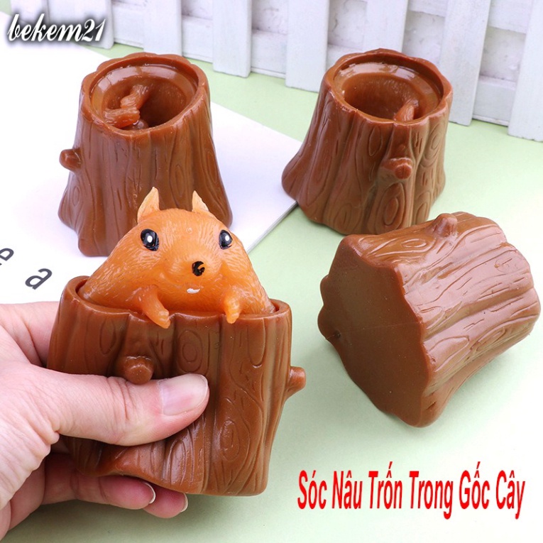 SÓC NÂU dẻo siêu kute Squishy hình SÓC NÂU TRỐN TRONG GỐC CÂY GUDETAMA mẫu mới 2021 đáng yêu