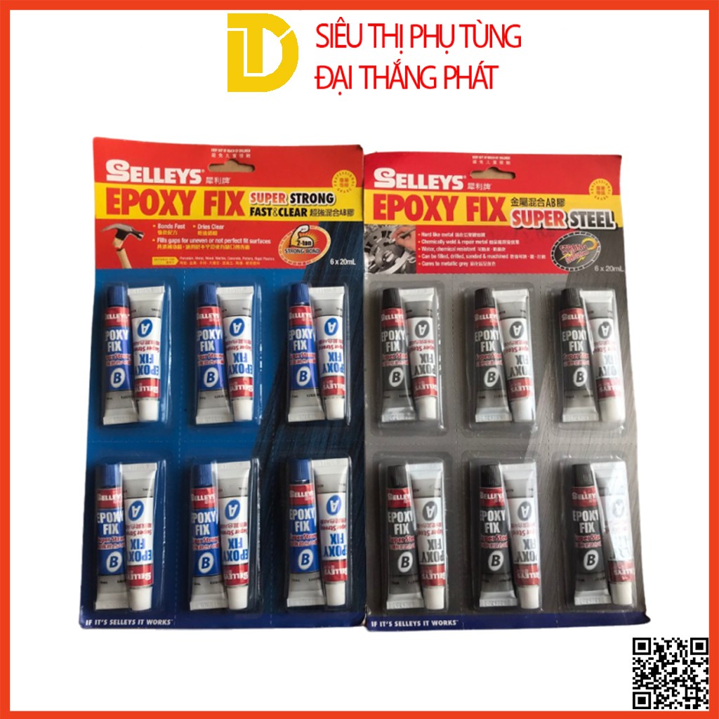 Keo AB Selleys Epoxy Fix Super Steel Nhỏ 20ml Keo AB Siêu Cứng 2 Thành Phần Keo Ab Chịu Nhiệt, Chịu Nước Dán Sắt, Gỗ Đá