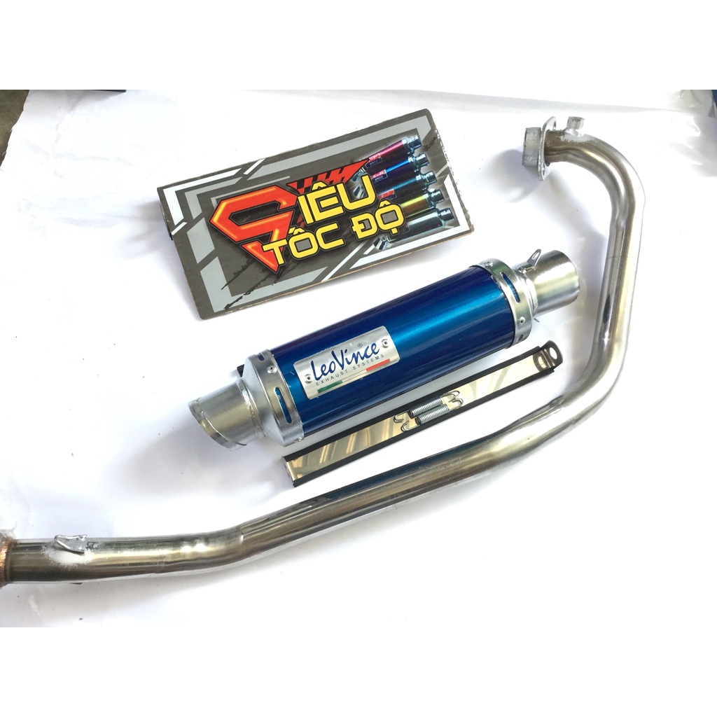 Pô leovince XANH FULL CỔ INOX GẮN CHO NHIỀU LOẠI XE