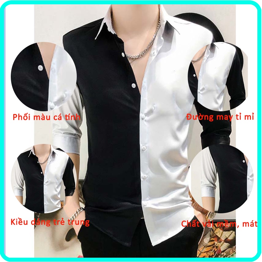 Áo sơ mi, Áo Sơ Mi nam đẳng cấp, phổi 2 màu sang trọng, cổ trễ lịch lãm, trẻ trung thu hút người nhìn MÃ- N40