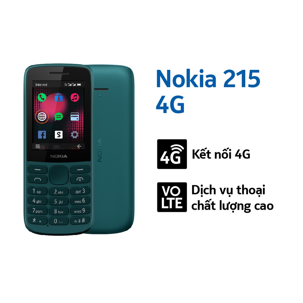 [Mã ELMALL150 giảm 8% đơn 500K] Điện thoại di động Nokia 215 4G Dual Sim (2020) - Hàng Chính Hãng