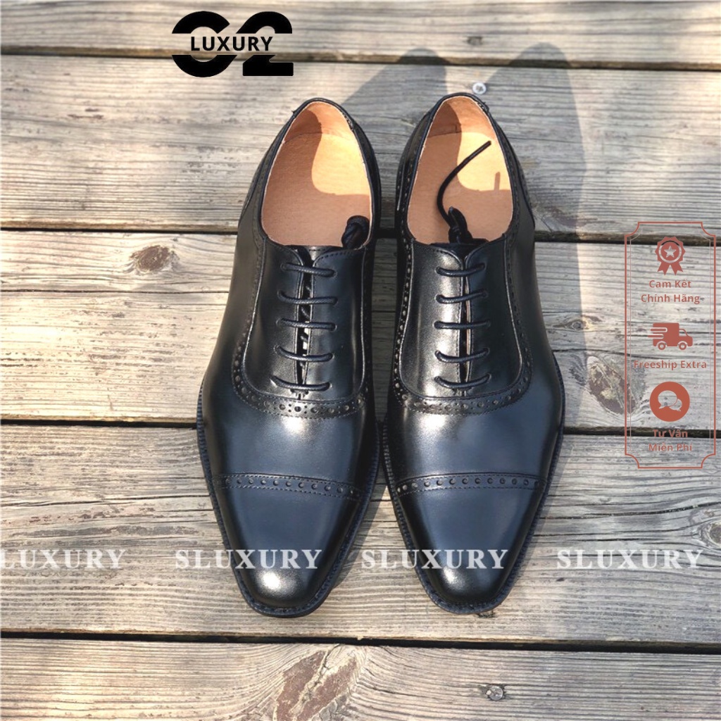 Giày da nam Luxury giày nam màu đen công sở oxford da cao cấp hàng nhập khẩu nhiều size