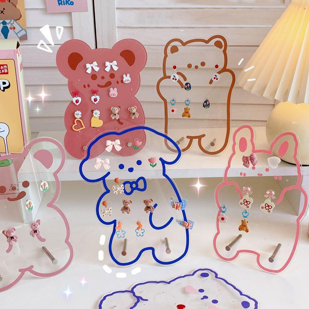 ANEMONE Giá Treo Trưng Bày Bông Tai Bằng Acrylic Trong Suốt Thắt Nơ Phong Cách Hàn Quốc