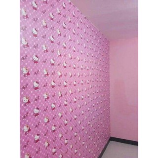 (tặng kèm dụng cụ) combo 10m giấy dán tường Hello Kitty hồng