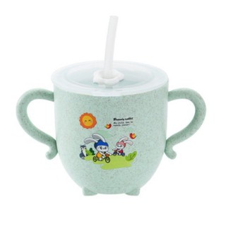 Cốc Uống Nước Có Tay Cầm và  ống hút cho bé tập uống nước.