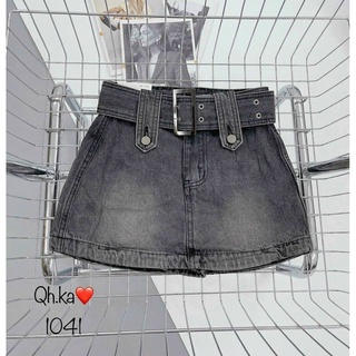 Chân váy JEANS xám khói đai cúc liền