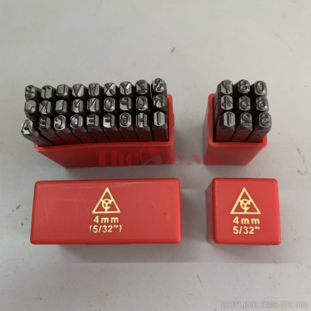 Bộ đục số xe máy 4 ly (4mm) - đóng số khung số máy, đóng số và chữ đầy đủ A-Z và 0-9 - Thế Giới Thợ Xe