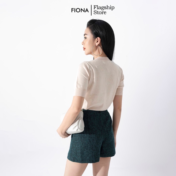 Áo Len Cổ Tròn Nữ FIONA, Áo Cộc Tay Thời Trang Trẻ Trung Mã F850732