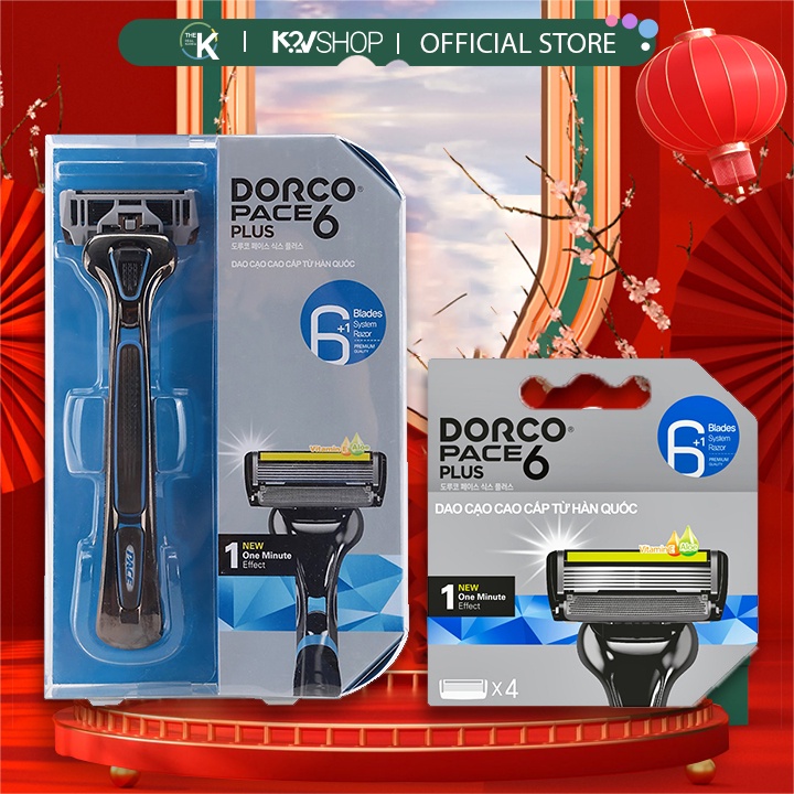 Combo Dao Cạo Và Vỉ 04 Đầu Cạo Râu 6 Lưỡi DORCO Pace 6 Plus