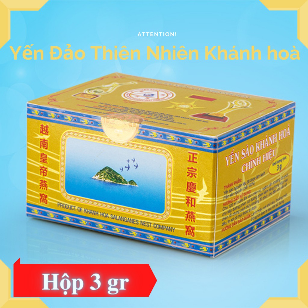 Yến sào Khánh hoà tinh chế đảo thiên nhiên khánh hoà 3 gr