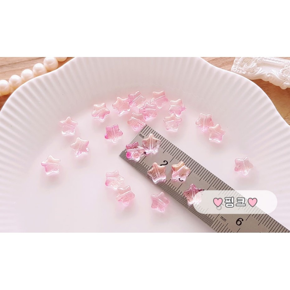 Charm thủy tinh sao nhỏ pastel trong xỏ lỗ 2 đầu T2 /Nguyên liệu làm vòng tay