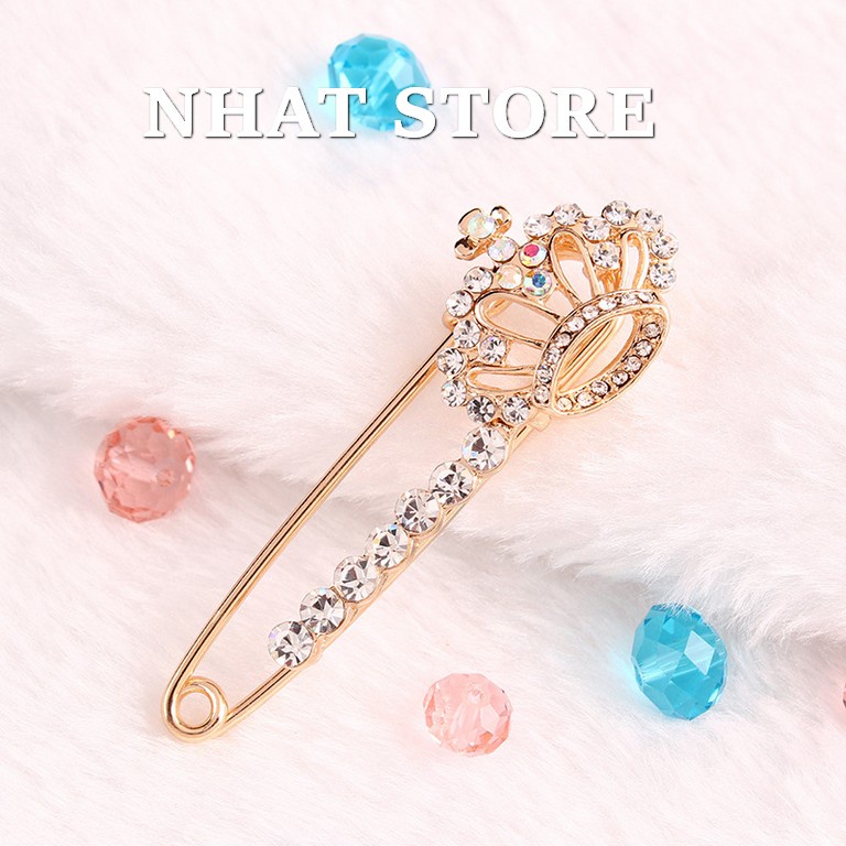 Trâm cài áo Hàn Quốc, ghim cài vets hình vương miện Nhat Store