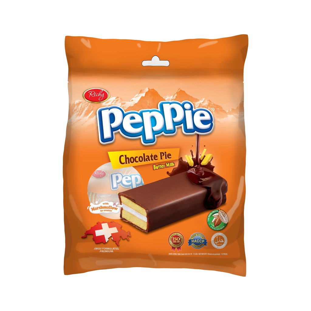 Bánh phủ socola kem bơ sữa Peppie gói 216g
