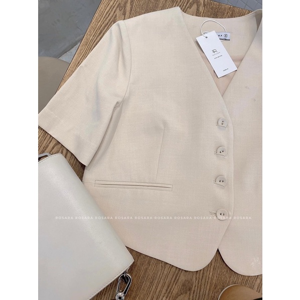 Áo sơ mi dáng lửng be Rosara