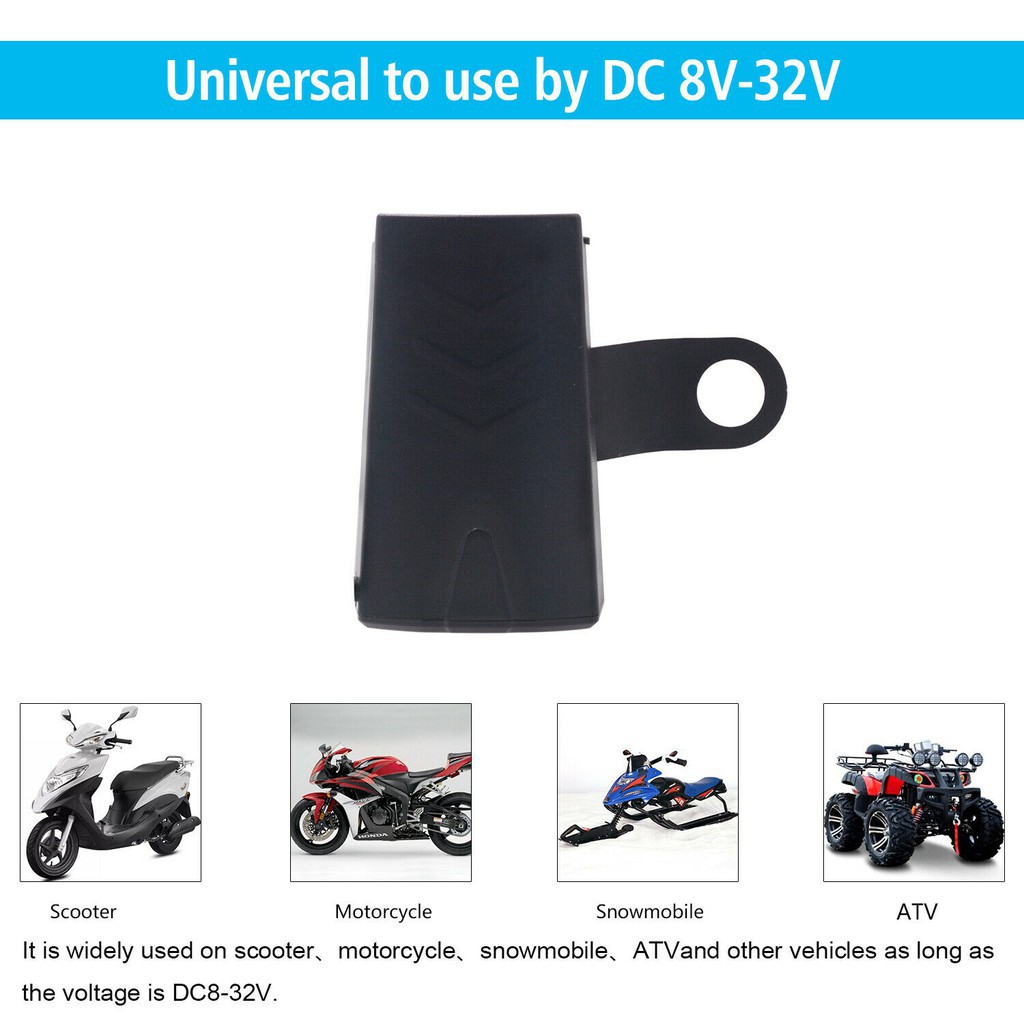 ☂☌✿Bộ sạc xe máy chống nước 12V-24V Moto Gương chiếu hậu USB Ổ cắm chuyển đổi điện với 110cm Phụ kiện