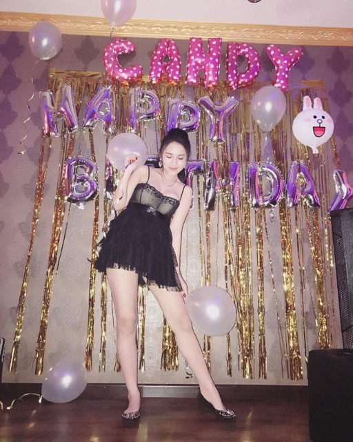 Váy 2 dây voan xoè tầng màu hồng , đen