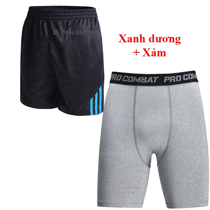 Bộ quần tập Gym, chơi thể thao: Quần đùi + Quần giữ nhiệt