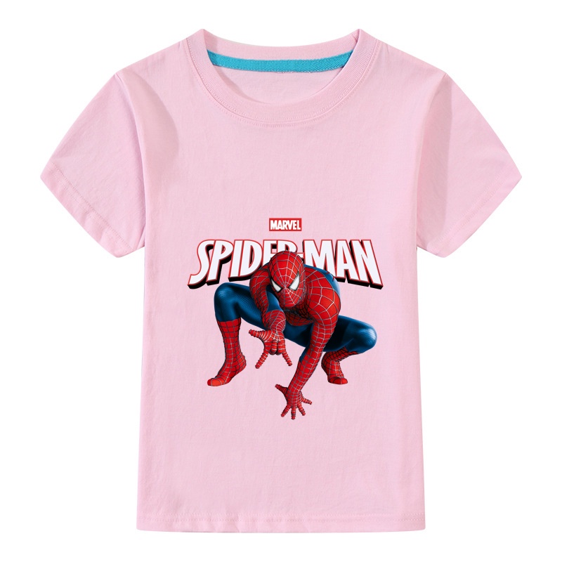 Áo Thun 100% Cotton In Hình Người Nhện Thời Trang Dành Cho Bé Trai Và Bé Gái