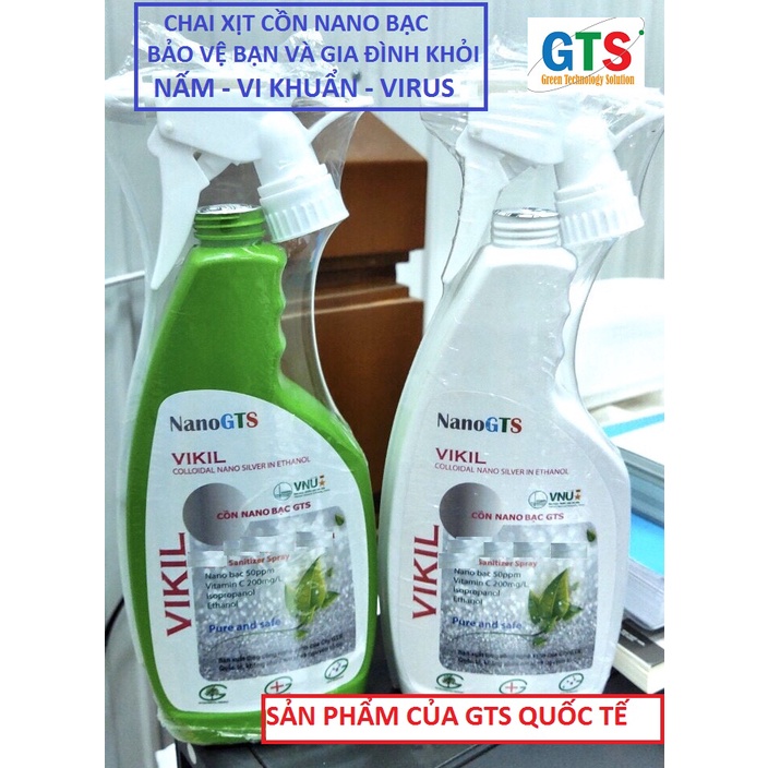 Chai xịt Cồn Nano Bạc VIKIL 620ml ( Bảo vệ bạn khỏi Vi khuẩn, virus, nấm mốc ...) SP của GTS Quốc tế