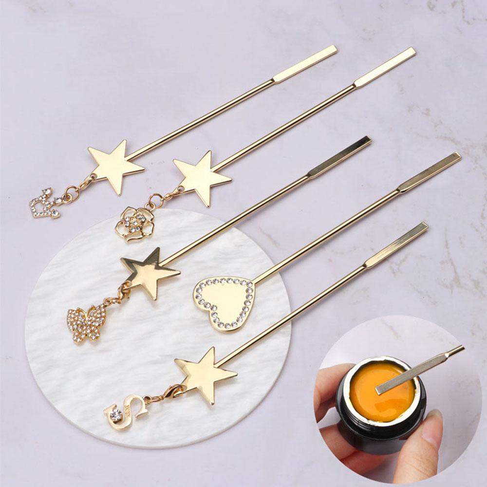 OCEANMAP Thanh Khuấy Bằng Thép Không Gỉ Hình Trái Tim / Bướm / Vương Miện Dùng Trang Trí Móng Tay Nghệ Thuật