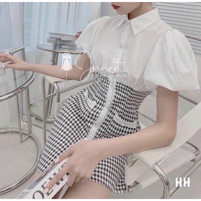 Đầm Sơ Mi ZicZac Phối Tay Bồng Bigsize 55kg Đến 100kg (M/L/XL/XXL)