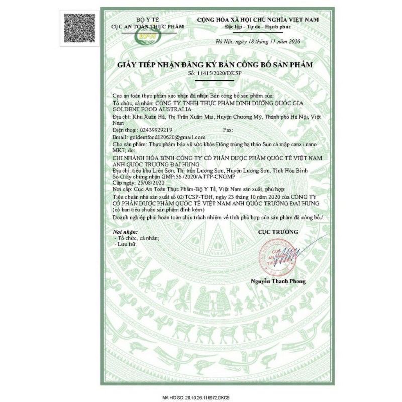 Viên uống Đông trùng hạ thảo Sụn cá mập Canxi nano MK7 - Hộp 2lọ x 30 viên