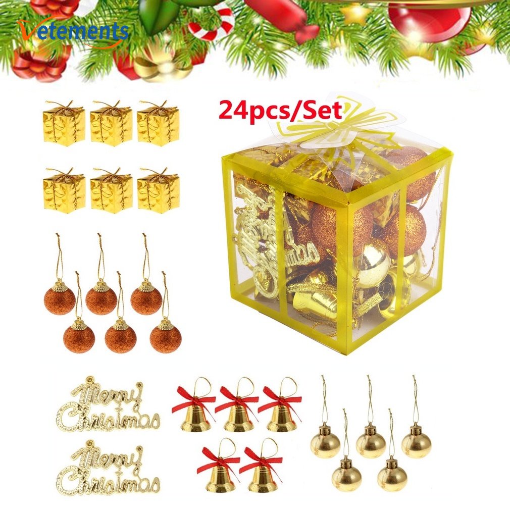 Set 24 Quả Châu Nhỏ Xinh Trang Trí Cây Thông Giáng Sinh / Năm Mới