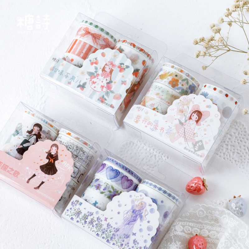 Set 6 cuộn băng dính trang trí washi tape