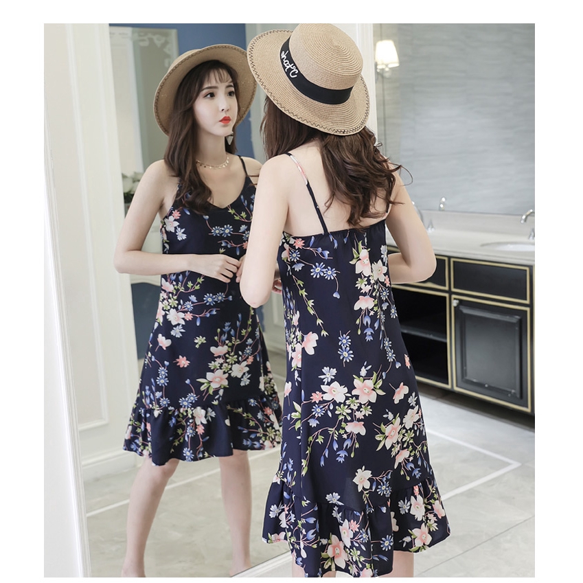 Đầm Chữ A Sát Nách Chất Chiffon Hoạ Tiết Hoa Nữ Tính