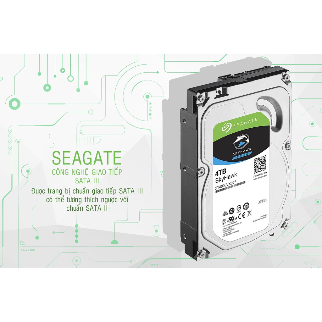 Ổ cứng gắn trong HDD Seagate SkyHawk 4TB 3.5 inch 5900RPM, SATA3 6GB/s - Hàng chính hãng