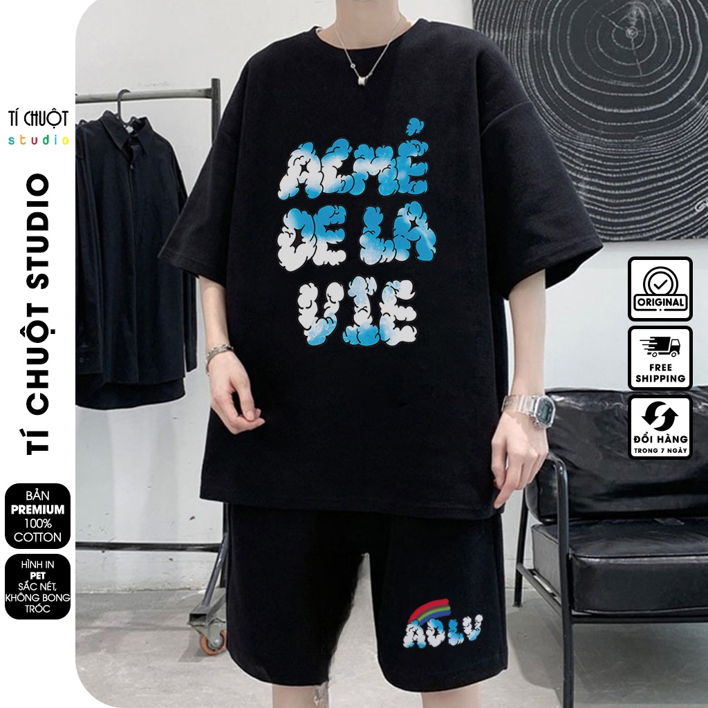 Bộ quần áo nam nữ ADLV đám mây , set bộ thể thao unisex cotton mặc nhà mùa hè - Tí Chuột Studio