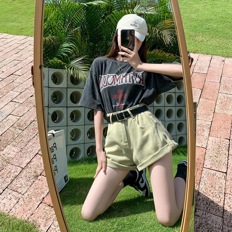 Quần Short Denim Lưng Cao Ống Rộng Thời Trang Mùa Hè Dành Cho Nữ