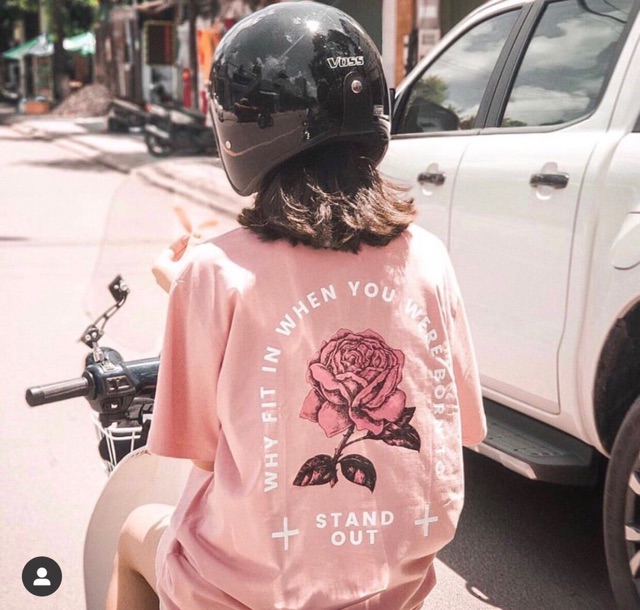 áo thun unisex form rộng hoa hồng làm áo đơn , áo đôi hay áo nhóm đều được