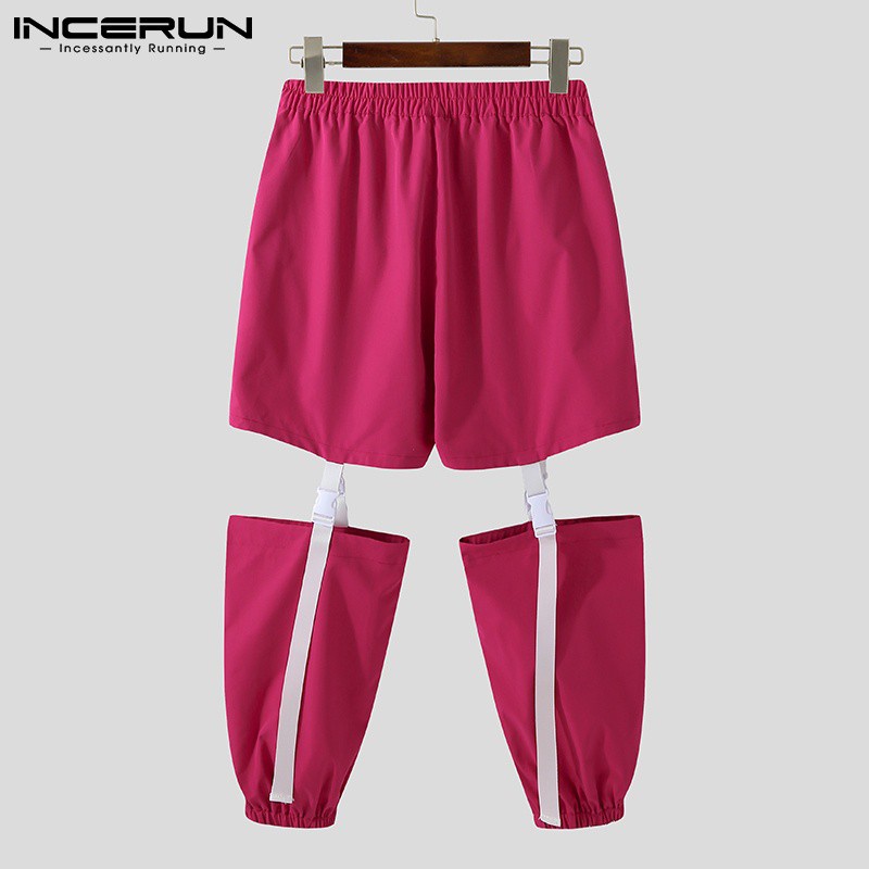 Quần dài INCERUN thời trang nam màu trơn co giãn thiết kế cắt xẻ