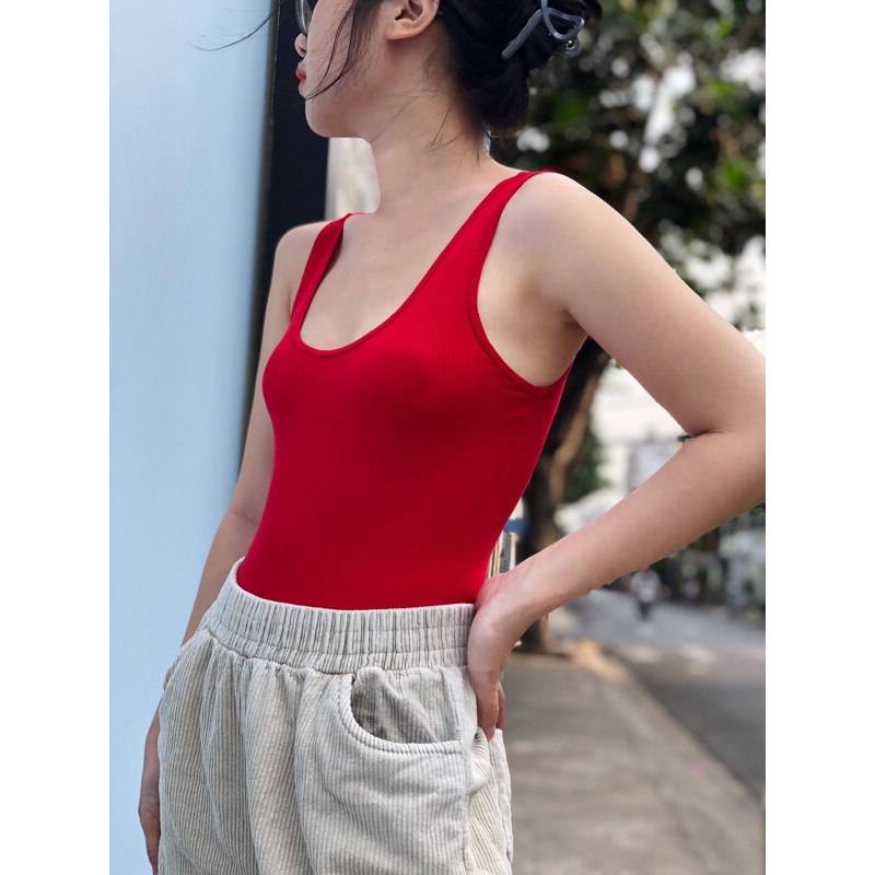 Áo bodysuit sát nách 1 mảnh chất thun gân co giãn đa chiều | BigBuy360 - bigbuy360.vn