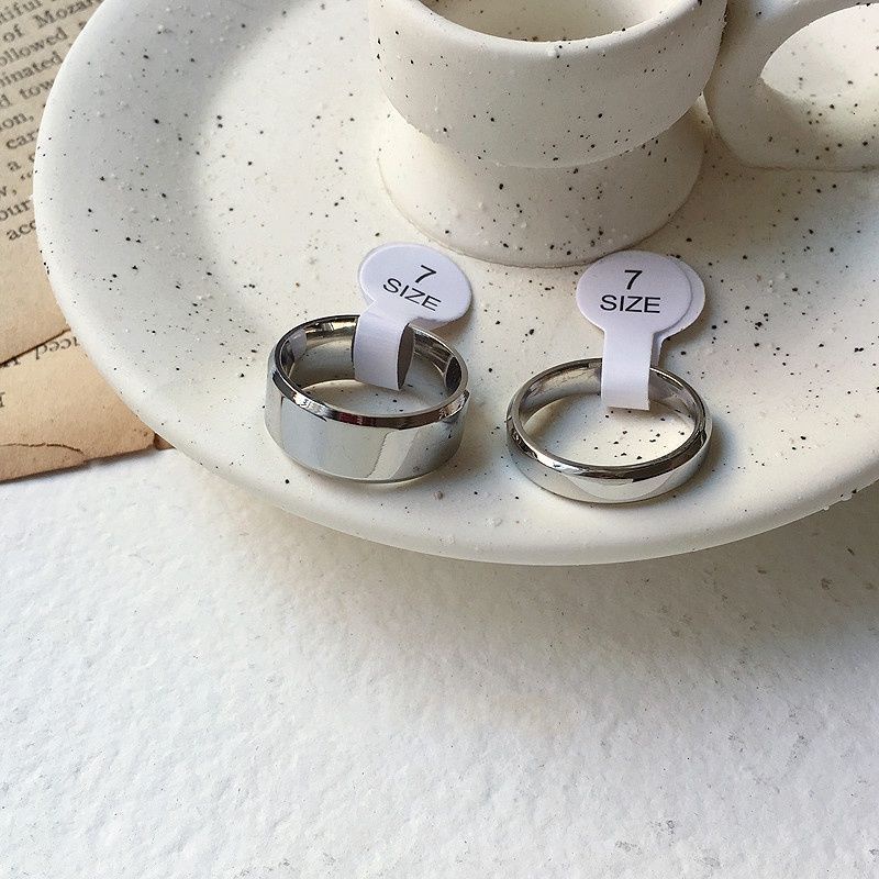 Nhẫn Thép Titan Bóng Đơn Giản Phong Cách Hàn Quốc