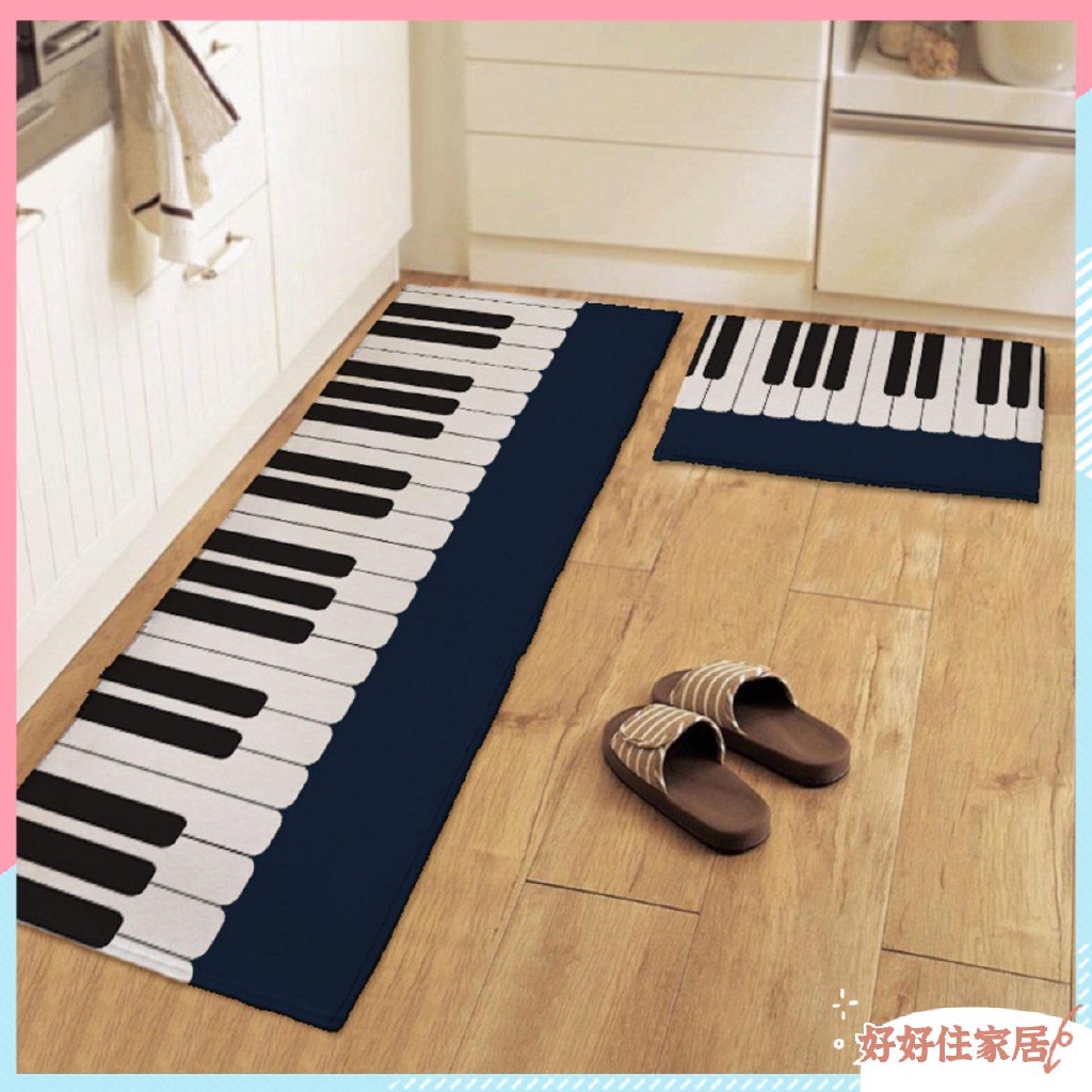 Thảm lót sàn thiết kế hình phím đàn piano màu đen trắng dùng cho phòng khách