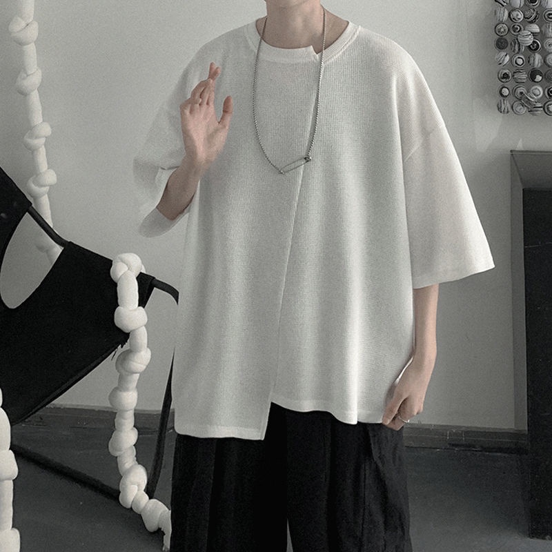 Áo Thun Tay Ngắn Dáng Rộng Phong Cách Hồng Kông Thời Trang Cá Tính Cho Nam
