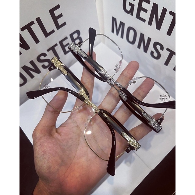 Gọng kính cận nửa gọng Chromehearts kim loại siêu bền Fullbox Model 2022