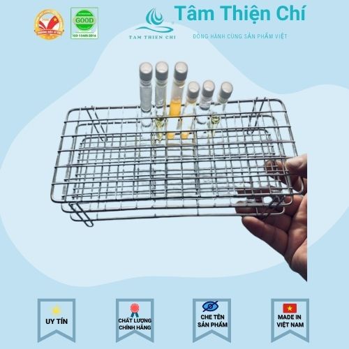 Khay inox đựng ống nghiệm 5ml, 7ml loại 90 chỗ