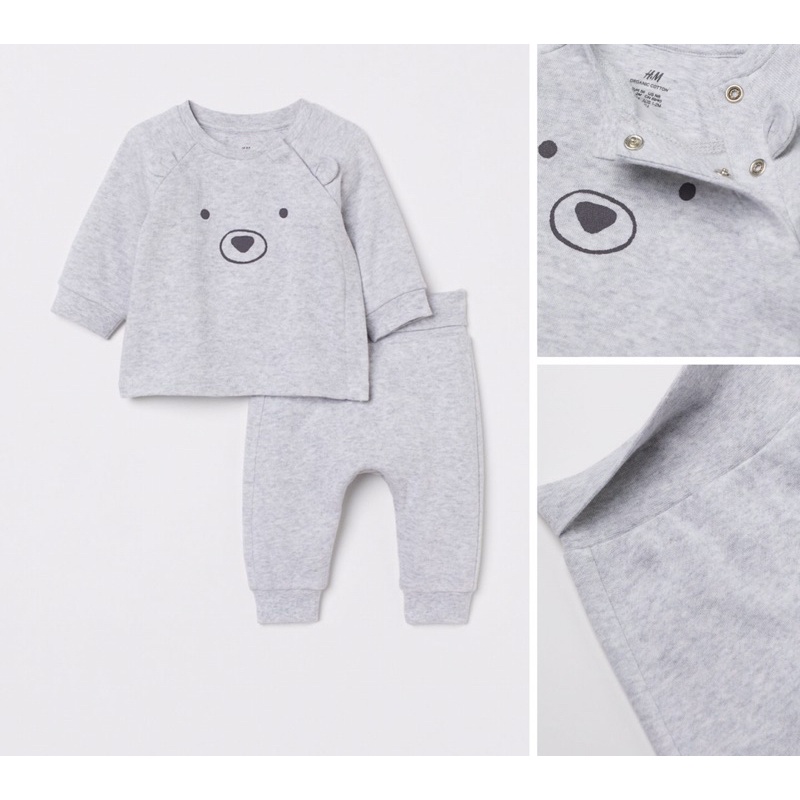 Set bộ bé trai gấu ghi xám săn sale China sz 6-9m