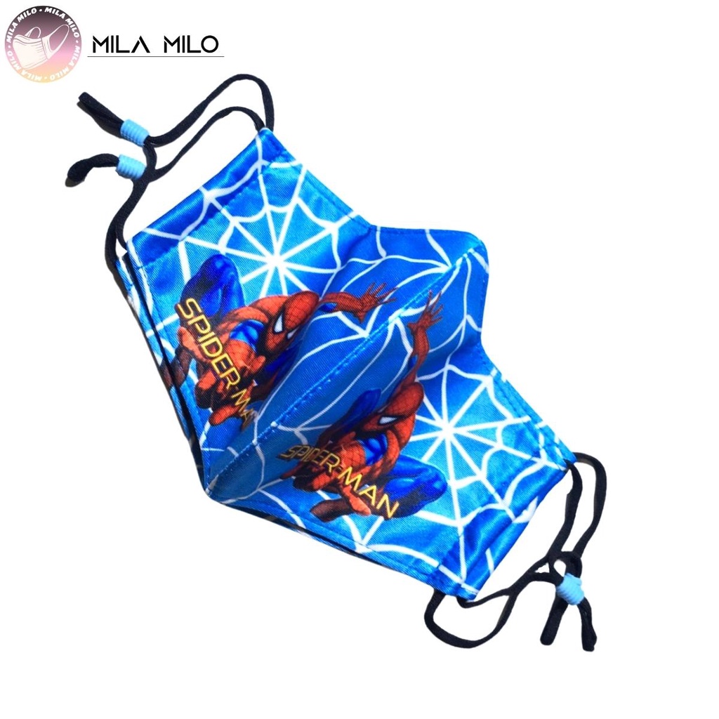 Khẩu trang vải cho bé freesize hình người nhện spiderman người dơi batman có kháng khuẩn 3 lớp cao cấp