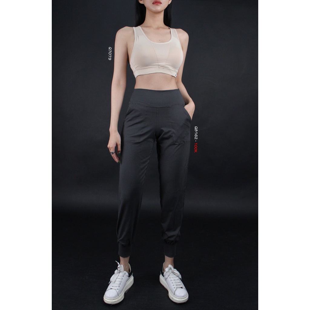 Q8162 - Quần jogger tập xuất lưng bản to túi trước, trơn