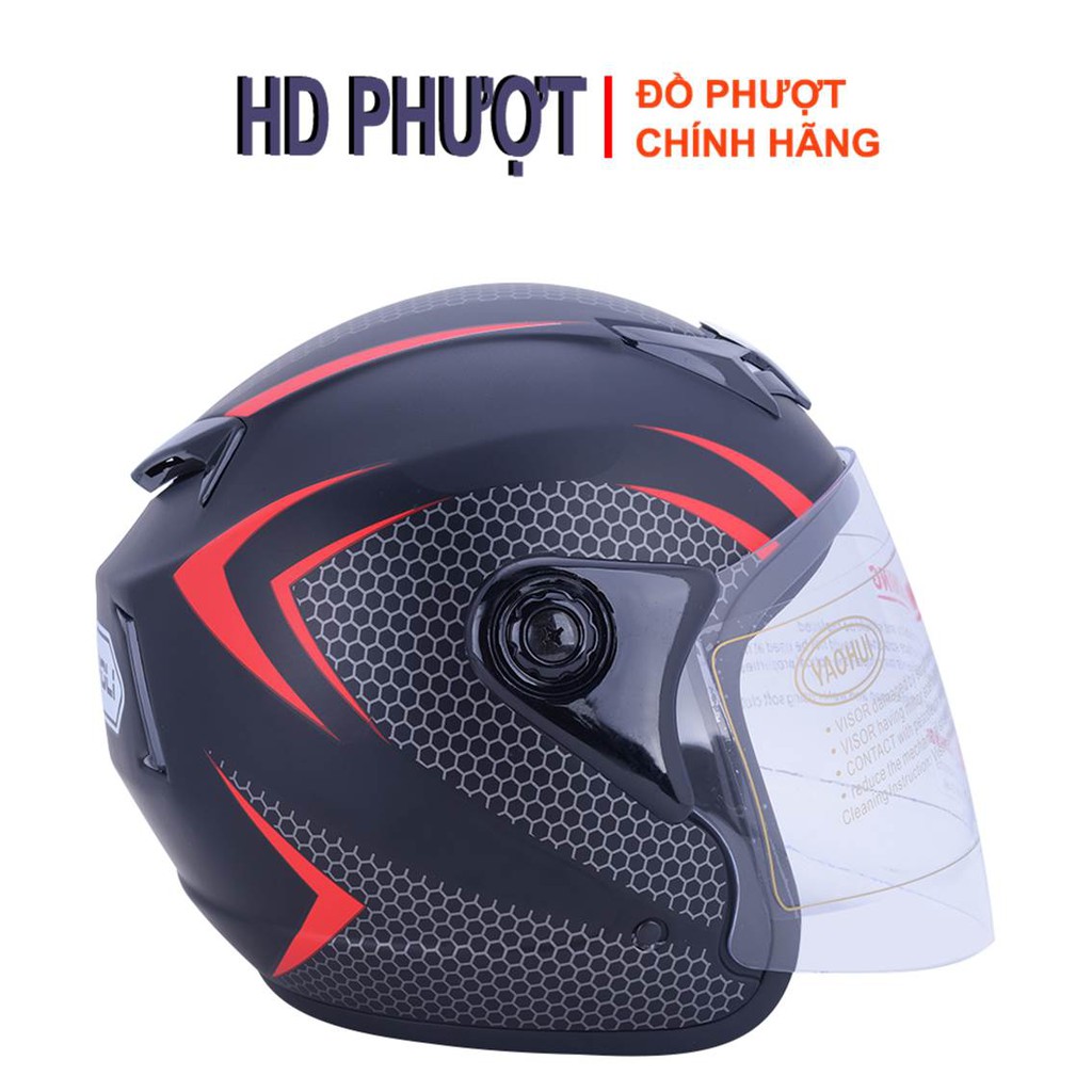 Mũ Bảo Hiểm Phượt ¾ Napoli N039 Tem V2 đỏ [Free size 57 - 59cm] - Bảo Hành 12 Tháng