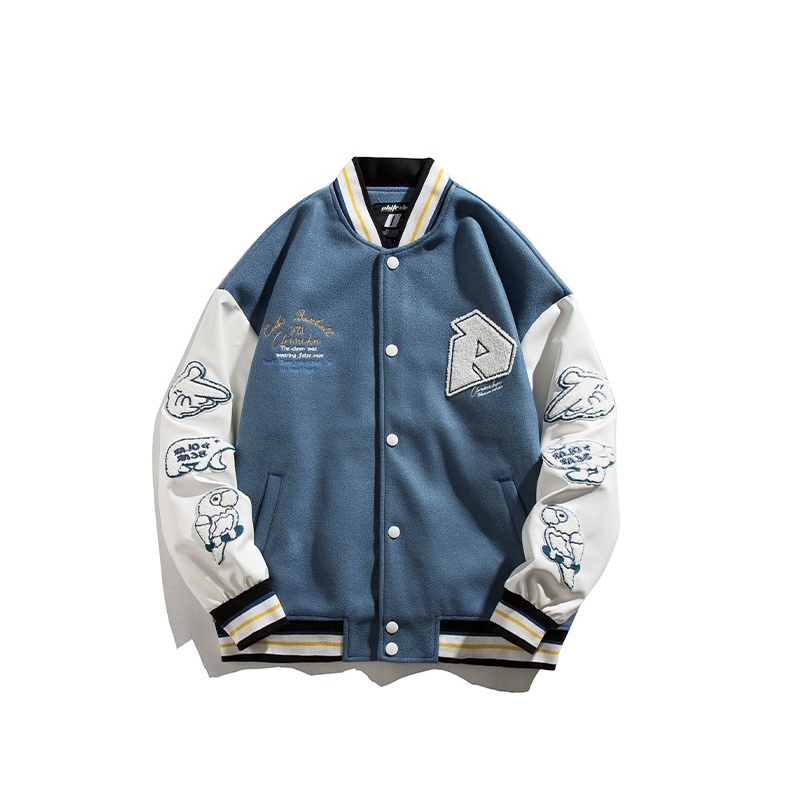 Áo Varsity Jacket Chất Dạ Họa Tiết Thêu hàng cao cấp kèm video thật